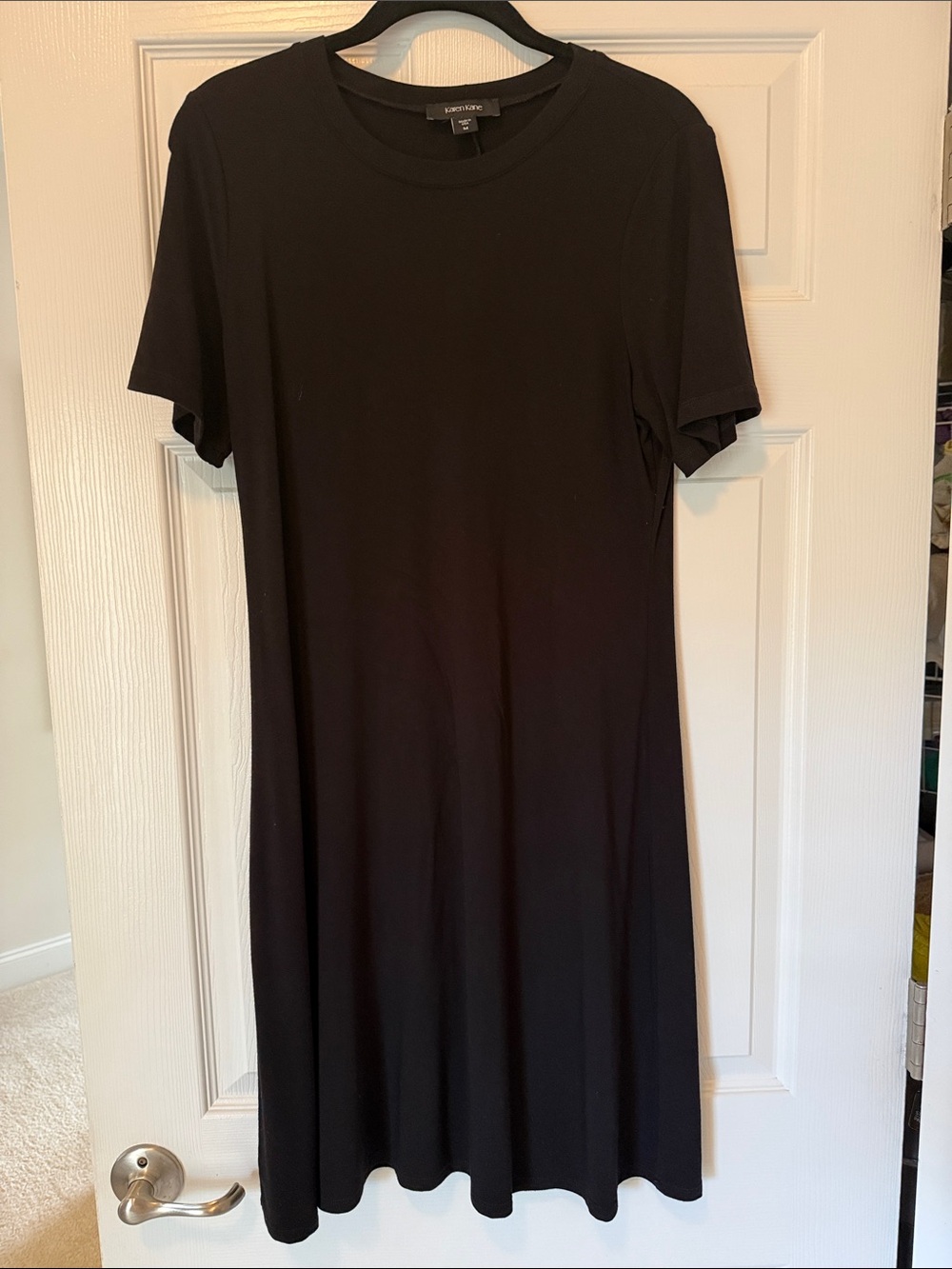 Karen Kane Black Short-Sleeve Midi Crewneck Dress